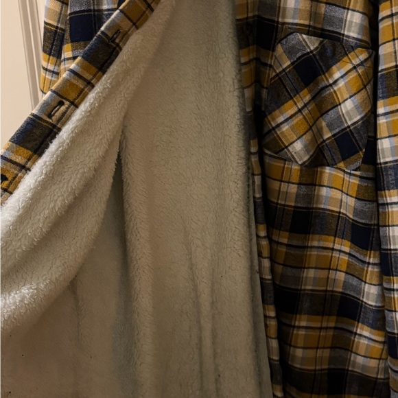Forever 21 Yellow and Blue Plaid Shirt Jacket - Picture 2 of 3
